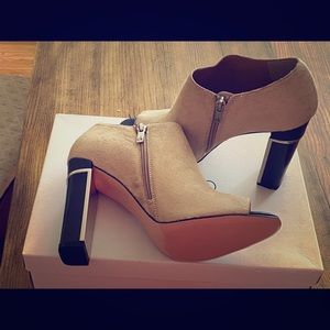 Calvin Klein Dyed Fur Peep Toe Heels